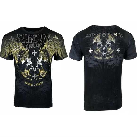Maglietta Affliction Uomo T-shirt Affliction Xtreme Couture - Stampa Ferro Battuto Con Ali, Taglie S-5XL Maglietta Casual In Cotone Per MMA E Biker - Foto 11
